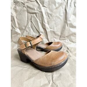 B.O.C Stone Leather Mary Jane Clog Heeled Sandal Comfort Shoe Size 6